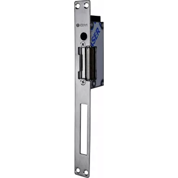 m-e modern-electronics F0513000024-B Elektrischer Türöffner mit mechanischer Entriegelung, Fail-Secure, 8-12V AC/DC, 3000 N Haltekraft, Unterputzmontage, Grau