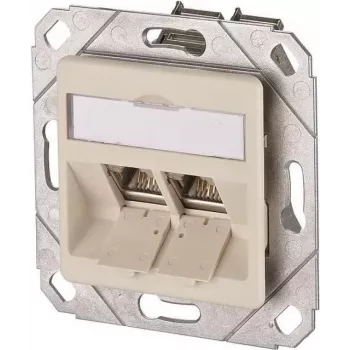 METZ CONNECT BTR E-DAT modul 8/8(8) UPk Unterputz-Datendose, 2x RJ-45, CAT 6e, geschirmt, Perlweiß RAL 1013 1309121101-E