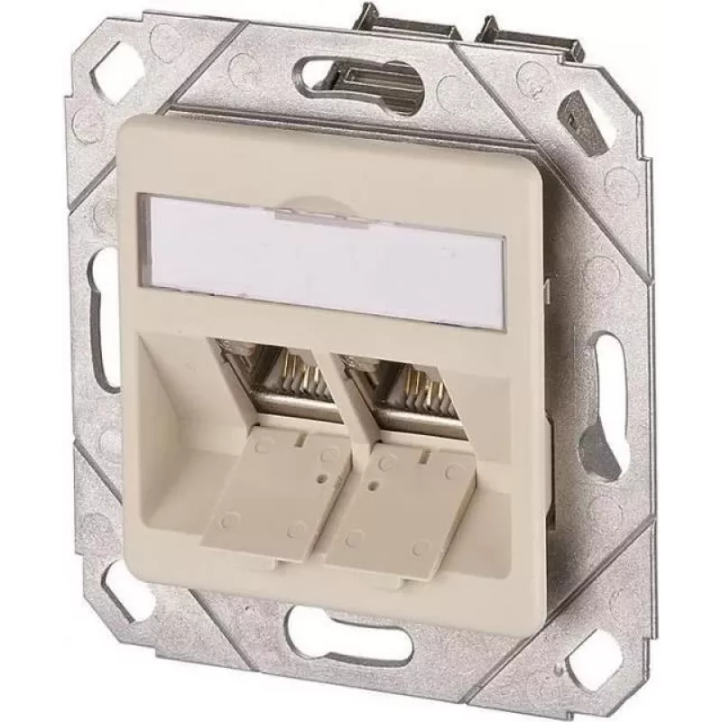 METZ CONNECT BTR E-DAT modul 8/8(8) UPk Unterputz-Datendose, 2x RJ-45, CAT 6e, geschirmt, Perlweiß RAL 1013 1309121101-E
