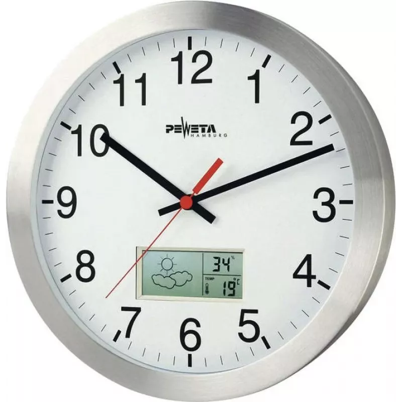PEWETA Funkwanduhr 51.161.315, weißes Zifferblatt, 300 mm, DCF77