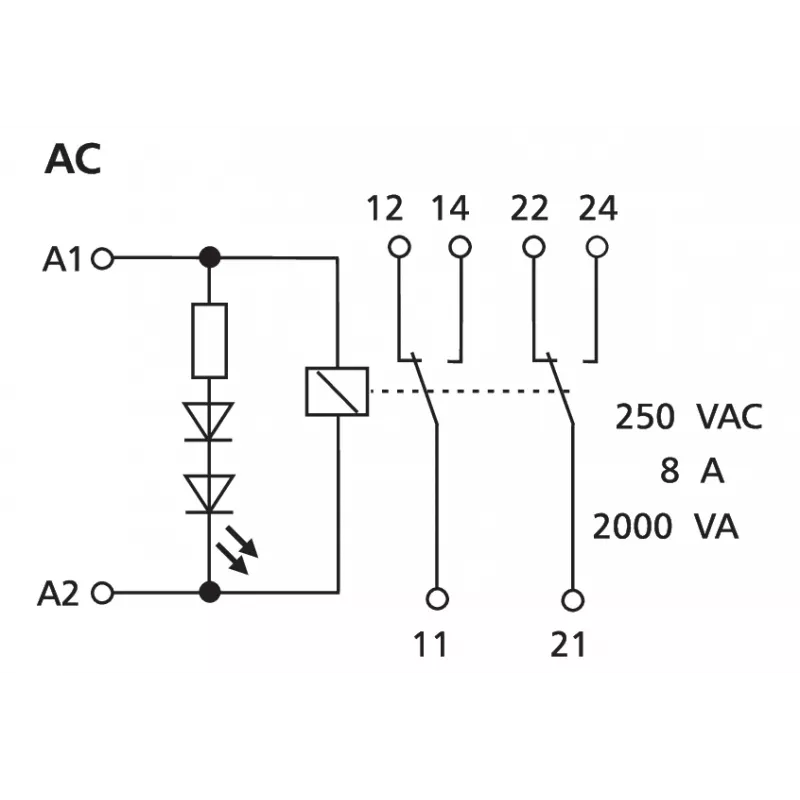 METZ CONNECT RM 21/21 230VAC Schnittstellenrelaismodul mit LED, 2 Wechslerkontakte, DIN-Schiene 11050705