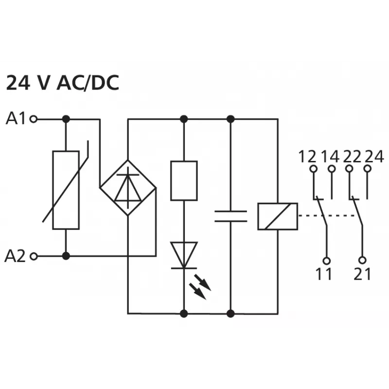 METZ CONNECT 11061913 Interface-Relais-Modul, 24 V AC Spule, 1 Wechsler, 6 A, Weiß