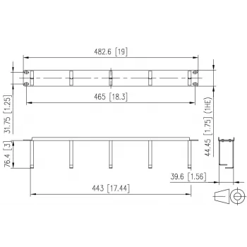 METZ BTR 130894-03-03-E 19 Zoll 1U Kabelmanagement-Panel, 75mm tief, RAL 7035 Lichtgrau
