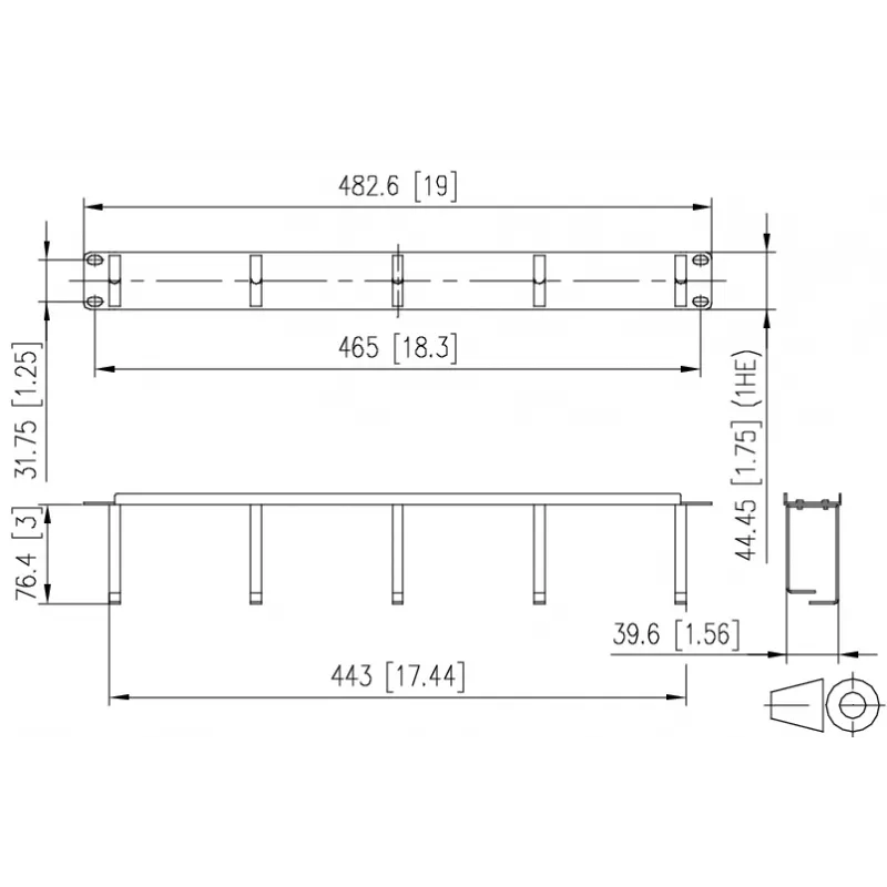 METZ BTR 130894-03-03-E 19 Zoll 1U Kabelmanagement-Panel, 75mm tief, RAL 7035 Lichtgrau