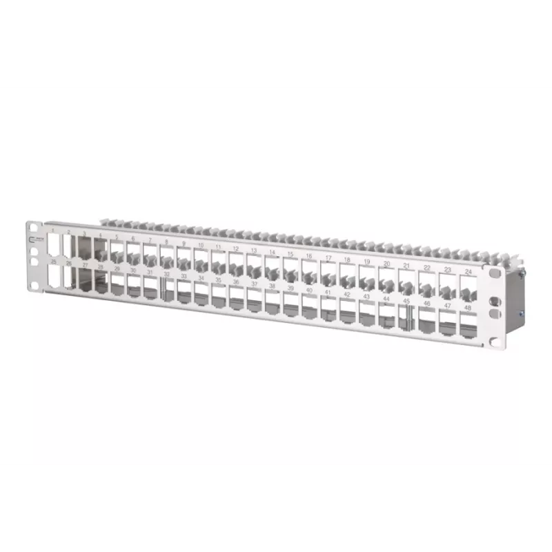 METZ CONNECT 130924-00-E MPP48 48-Port Patchpanel, Edelstahl, 1,5U, unbestückt