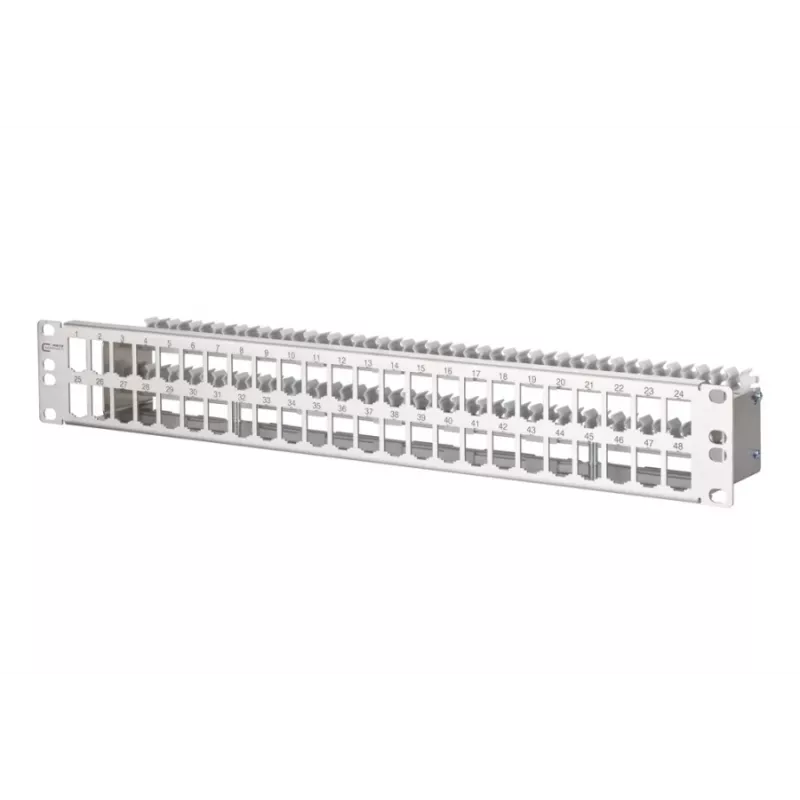 METZ CONNECT 130924-00-E MPP48 48-Port Patchpanel, Edelstahl, 1,5U, unbestückt