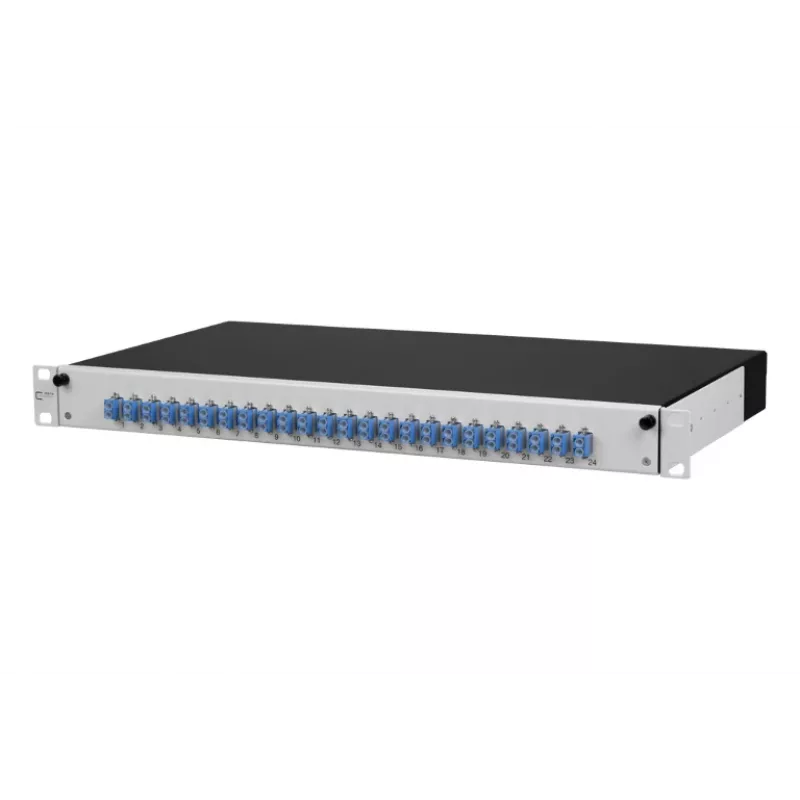 METZ CONNECT 1502697424-E Cat.6A geschirmtes 24-Port 1U Patch Panel, werkzeuglose IDC, Lichtgrau