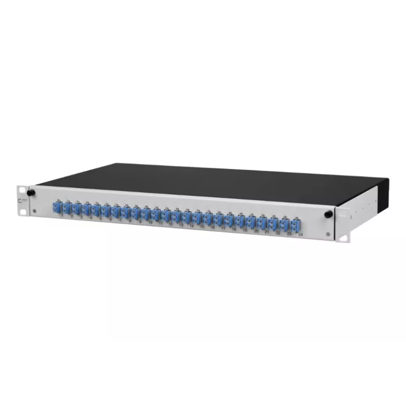 METZ CONNECT 1502697424-E Cat.6A geschirmtes 24-Port 1U Patch Panel, werkzeuglose IDC, Lichtgrau