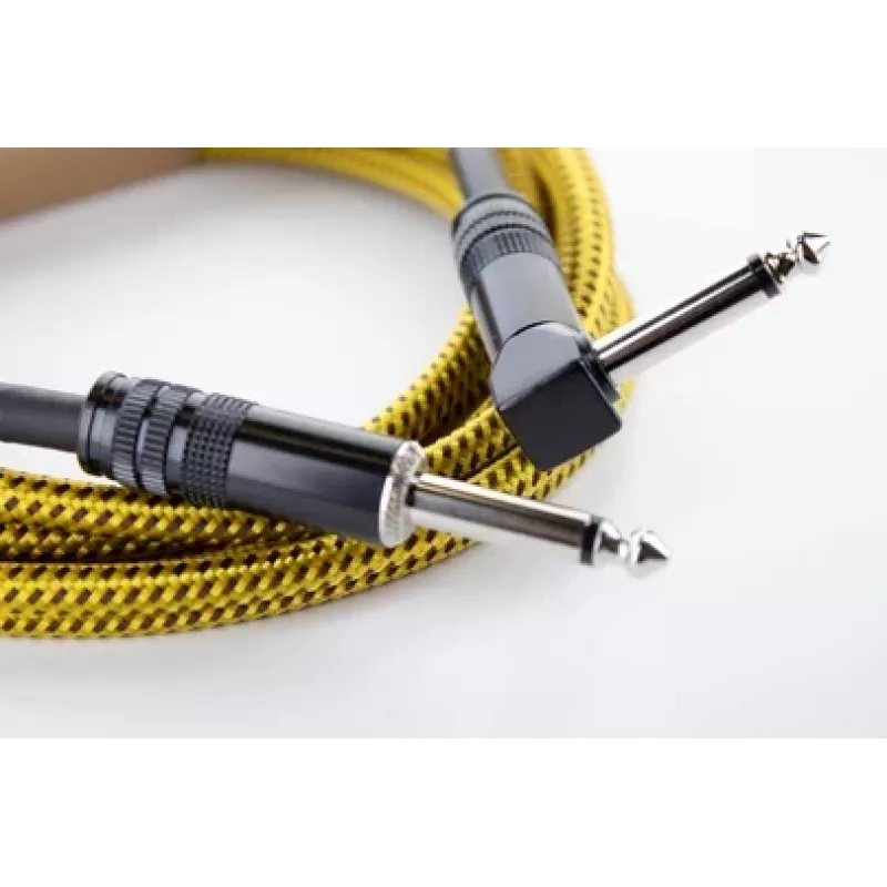 Cordial 14776 Instrumentenkabel 6,3mm Mono-Klinke auf 6,3mm Mono-Klinke, 3m, Schwarz/Gelb Textil