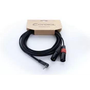 Cordial EY 3 WRMM XLR Y-Adapter Kabel 3m Schwarz - 3,5mm TRS Stecker auf 2x XLR 3-pol Stecker, OFC, Spiral-Schirmung 14875