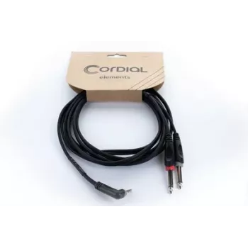 Cordial 14869 Audio-Y-Adapter-Kabel 3,5mm Stereo-Klinke auf 2x 6,3mm Mono-Klinke 5m Schwarz