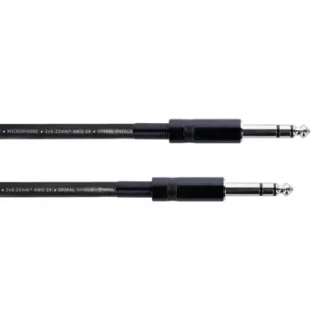 Cordial 14816 Stereo-Klinken-Audiokabel 6,3mm TRS auf 6,3mm TRS, 1,5m, Schwarz, Twisted Pair, PVC