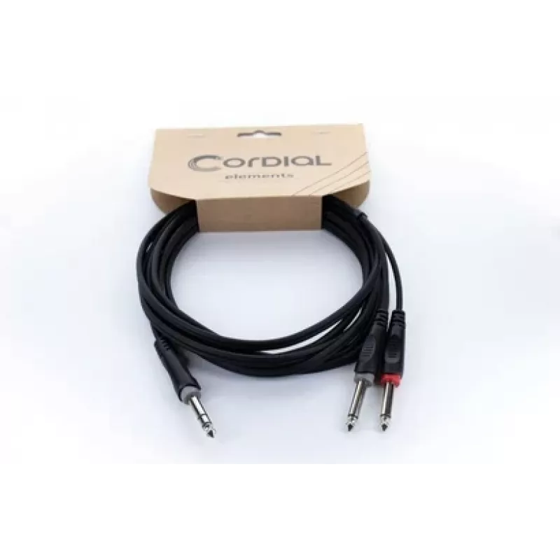 Cordial 14876 Audio-Y-Adapter-Kabel 6,3 mm Stereo-Klinke auf 2x 6,3 mm Mono-Klinke 1 m Schwarz