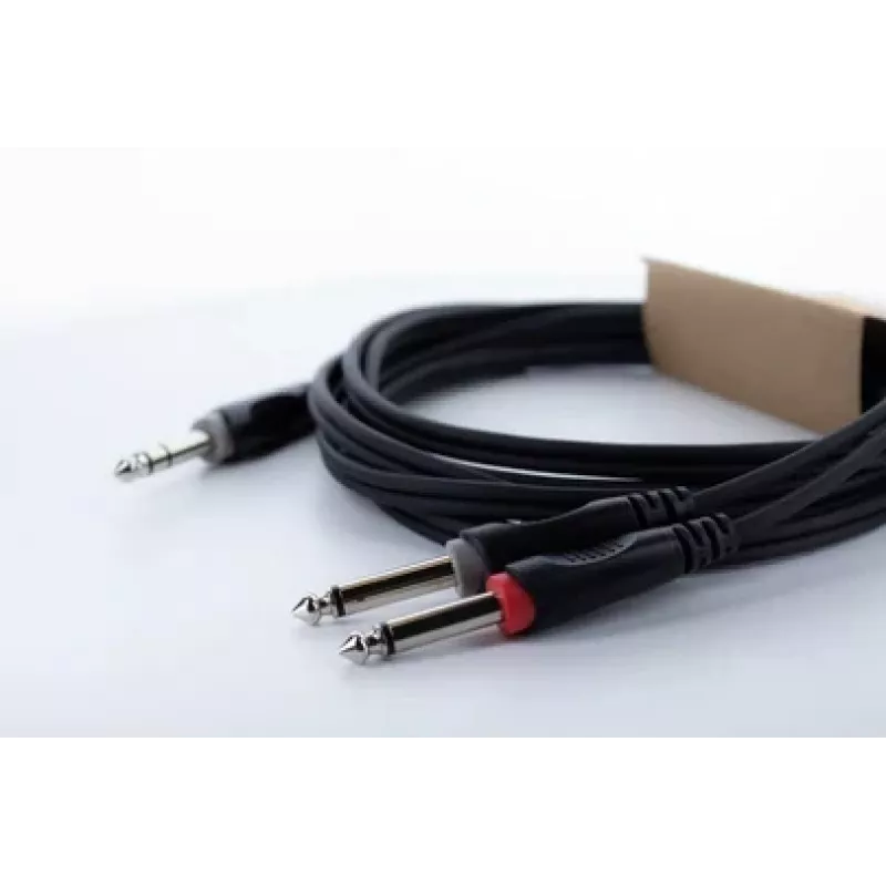 Cordial 14876 Audio-Y-Adapter-Kabel 6,3 mm Stereo-Klinke auf 2x 6,3 mm Mono-Klinke 1 m Schwarz