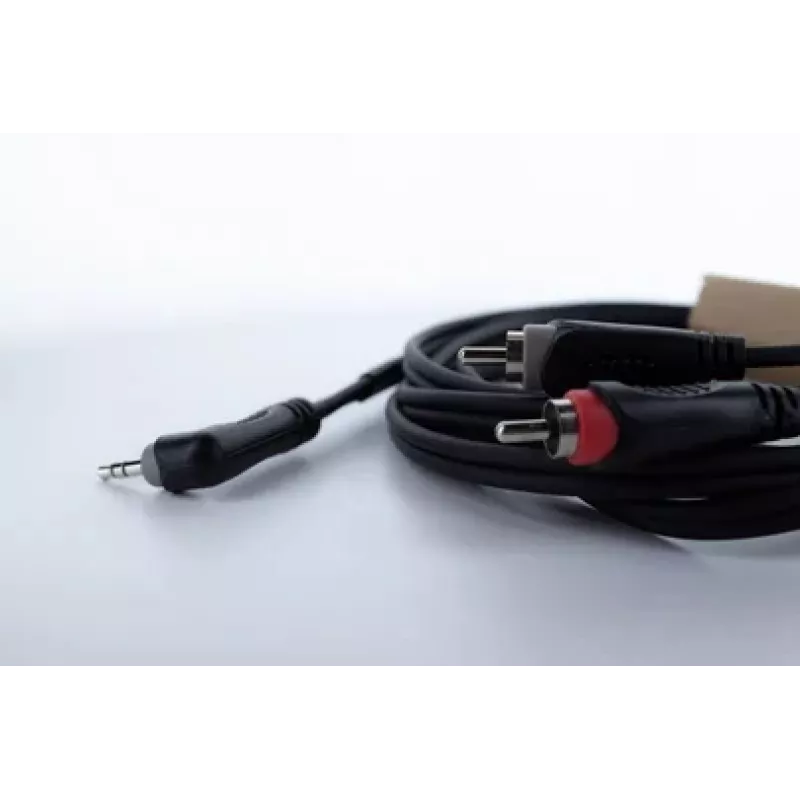 Cordial 14858 3,5mm Stereo-Klinke auf 2x RCA Phono Audio Y-Adapter Kabel, 1m, Schwarz PVC Zwillingskabel