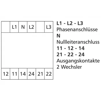 METZ Connect Phasenüberwachungsrelais 3x 200-480 V AC, 2 Wechslerkontakte, DIN-Schiene 11027170