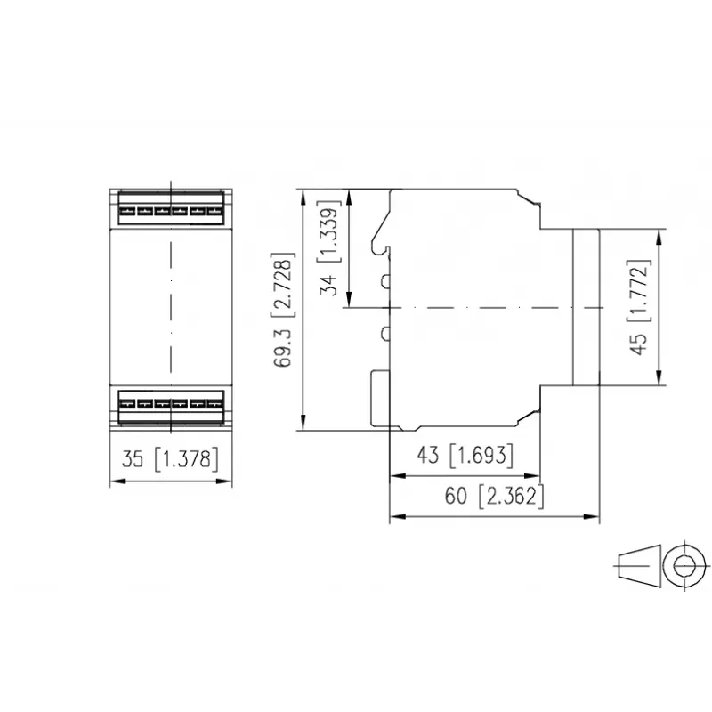 METZ Connect Phasenüberwachungsrelais 3x 200-480 V AC, 2 Wechslerkontakte, DIN-Schiene 11027170