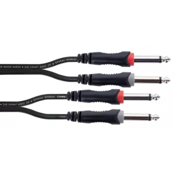 Cordial 14846 Twin Mono Klinken-Audiokabel 6m Schwarz - Dual 6,3mm TS auf Dual 6,3mm TS