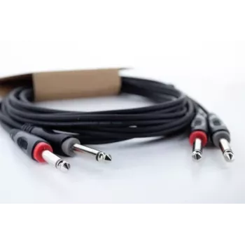 Cordial 14846 Twin Mono Klinken-Audiokabel 6m Schwarz - Dual 6,3mm TS auf Dual 6,3mm TS