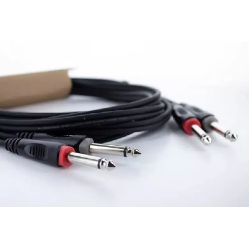 Cordial 14846 Twin Mono Klinken-Audiokabel 6m Schwarz - Dual 6,3mm TS auf Dual 6,3mm TS