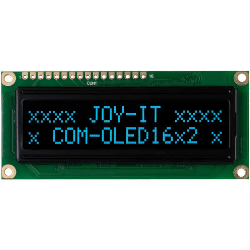 JOY-IT COM-OLED16X2 16x2 OLED Display-Modul, Weiß, I2C, SSD1306, Arduino & Raspberry Pi kompatibel