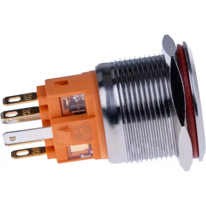 JOY-IT BUTTON22B-M-GR Taster (Schließer), 22mm, 250V AC 7A, 1 NO, IP67, IK10, Grün
