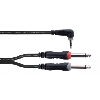 Cordial 14866 Audio-Y-Adapter-Kabel 3,5 mm Stereo auf 2x 6,3 mm Mono 1 m Schwarz