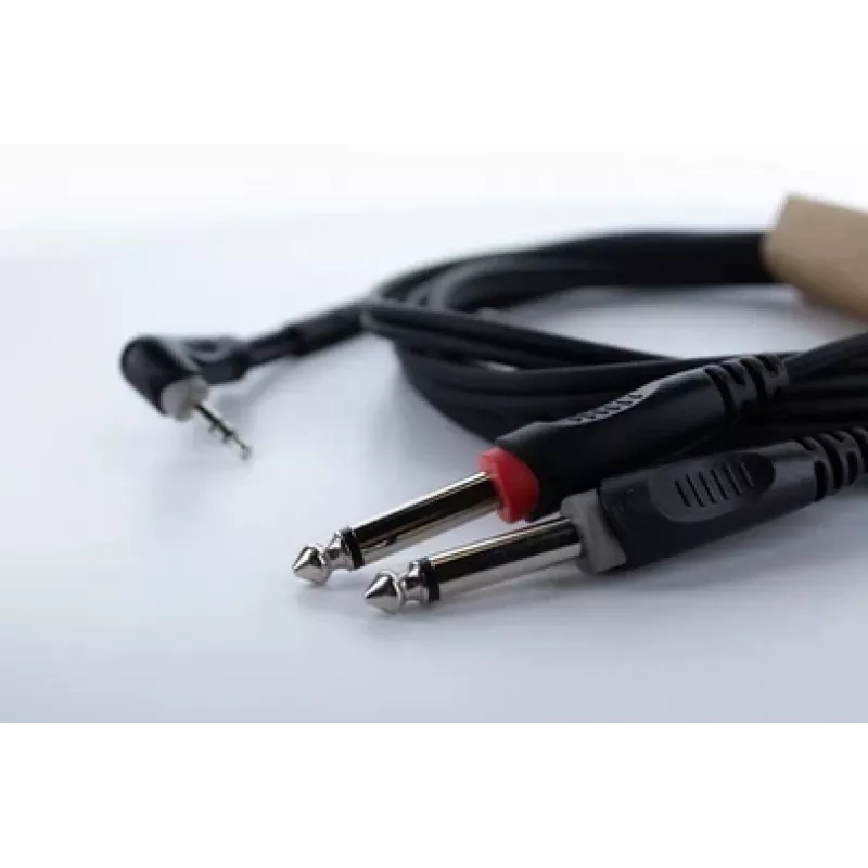 Cordial 14866 Audio-Y-Adapter-Kabel 3,5 mm Stereo auf 2x 6,3 mm Mono 1 m Schwarz