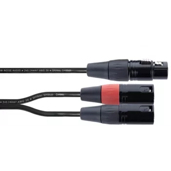 Cordial EY 0,3m XLR Y-Adapter Kabel - 1x XLR Female auf 2x XLR Male, Schwarz 14880