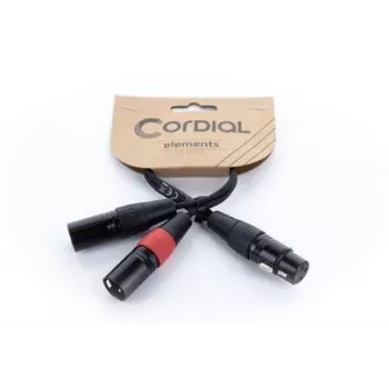 Cordial EY 0,3m XLR Y-Adapter Kabel - 1x XLR Female auf 2x XLR Male, Schwarz 14880