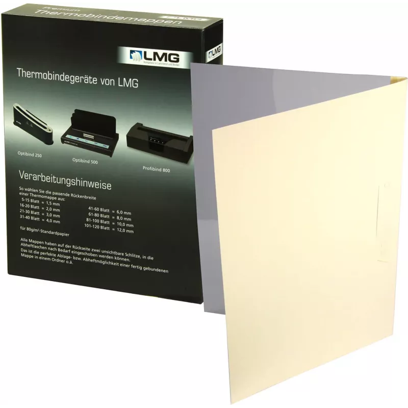 LMG Thermobindemappen A4 Beige Leinen 3 mm Rücken 50er-Pack BMDLEM-BEIG-R3