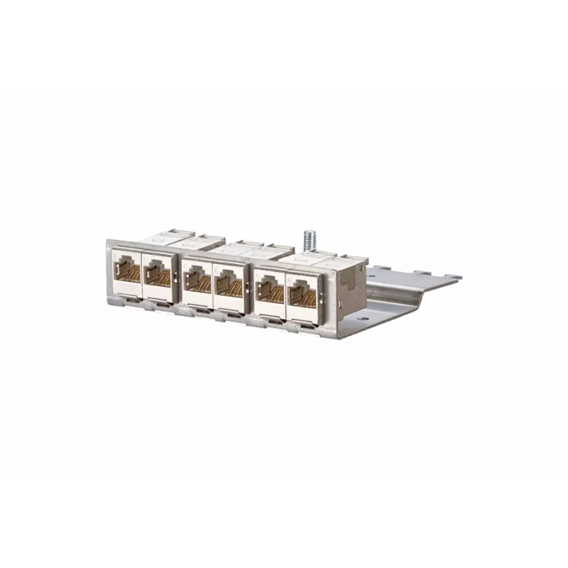 METZCONNECT BTR E-DATmodul 6x88 1U CAT6 Patchpanel mit 6 geschirmten RJ45-Modulen, integriertem Kabelmanagement und Zugentlastung 130922-03-E