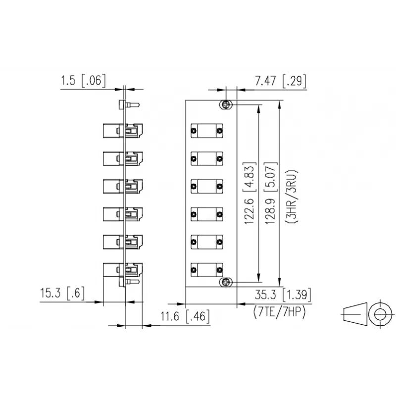 METZ BTR 15024A7406-E OpDAT REGpro Front 3HE 7TE 6xLC-D SM (Keramik Blau)