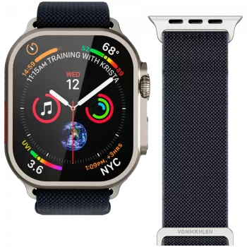VONMÄHLEN Classic Nylon Loop Armband für Apple Watch 44/45/46/49mm, Marineblau, Einheitsgröße