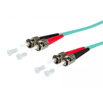 METZ BTR 151J1AOAO10E OpDAT OM3 Duplex ST-ST Multimode LWL Patchkabel, 1m Aqua, LSZH-Mantel