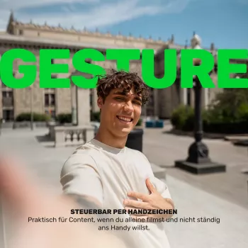 GREEN MNKY GM TrackMotion Gimbal Z.SH.1 - KI-Gesichts- und Objektverfolgung Smartphone-Stabilisator, 360° Schwenk, Gestensteuerung, USB-C, Schwarz