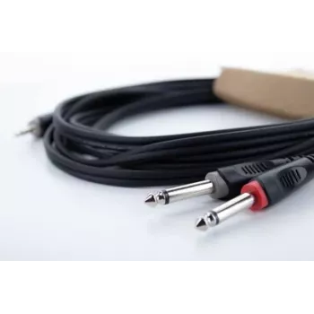 Cordial 14865 Audio-Y-Adapter-Kabel 3,5 mm Stereo auf 2x 6,3 mm Mono 5 m Schwarz