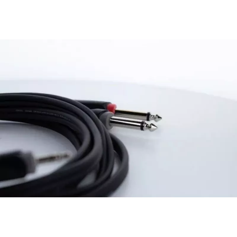 Cordial 14865 Audio-Y-Adapter-Kabel 3,5 mm Stereo auf 2x 6,3 mm Mono 5 m Schwarz