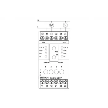 METZ BMT-F-DO4 BACnet MS/TP Feldgerät mit 4 Relaisausgängen, 4 universellen Eingängen, 2 Analogausgängen, RS485, DIN-Schienen-Montage, 24V AC/DC 110886132170