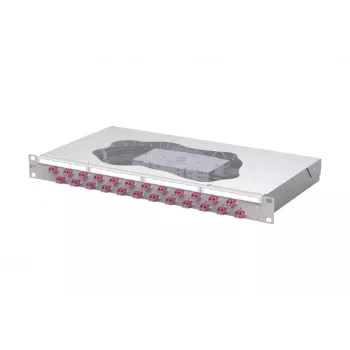 METZ CONNECT 24-Port LC-Duplex OM4 Glasfaser-Patchpanel Spleiß, 1U 19 Zoll Rackmontage, Hellgrau 1504577524-E