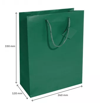 SIGEL GT500 Opalgrüne große Geschenktüte aus Papier mit Mattlack und Geschenkanhänger