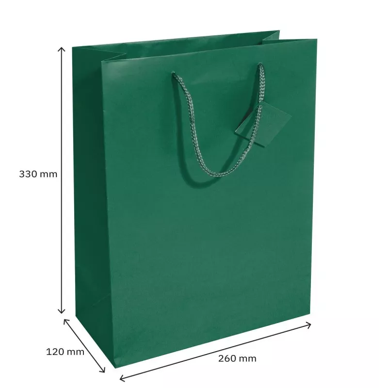 SIGEL GT500 Opalgrüne große Geschenktüte aus Papier mit Mattlack und Geschenkanhänger