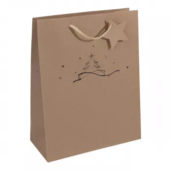 SIGEL Geschenktasche Weihnachtsbaum, Groß, Braunes Kraftpapier, 157 g/m², 1 Stück (GT037)