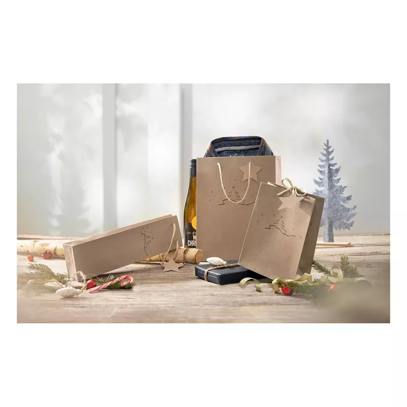 SIGEL Geschenktasche Weihnachtsbaum, Groß, Braunes Kraftpapier, 157 g/m², 1 Stück (GT037)