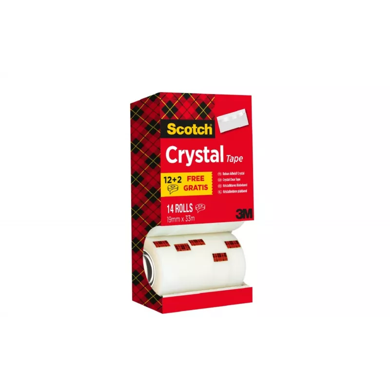 3M Scotch Crystal Clear Klebeband, 19 mm x 33 m, 14 Rollen (12 + 2 gratis) 6-1933R14