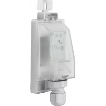Hager EEN003 Außenlichtsensor für Dämmerungsschalter, Aufputzmontage, IP55, 1,5 m Kabel, Grau