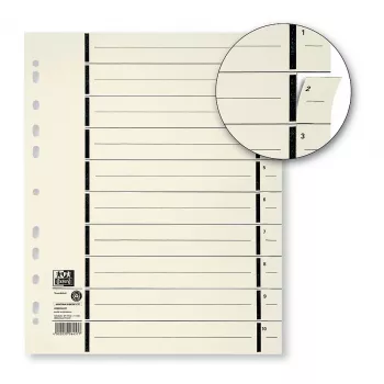 ELBA Register mit Perforation, DIN A4 überbreit, Kraftkarton 230 g/m², schwarzer Linienaufdruck 1-10 (06457)