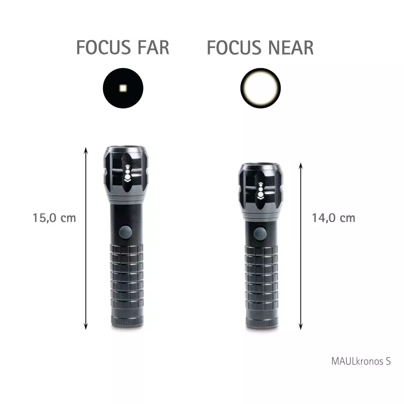 MAUL MAULkronos S LED-Taschenlampe, 192 Lumen, spritzwassergeschützt, Schwarz 8182390