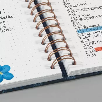 SIGEL Jolie Inspire Heavenly Leaves Spiralnotizbuch A5 Punktkariert, 120 Seiten, 100 g/m² weißes Papier, Metallspiralbindung, 1 Stück (JN614)