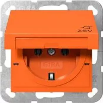 Gira SCHUKO Steckdose mit Klappdeckel, erhöhter Berührungsschutz, Orange 4454109